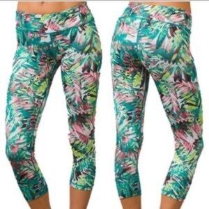 Prana cropped tropical rainforest fern printed leggings yoga pants S